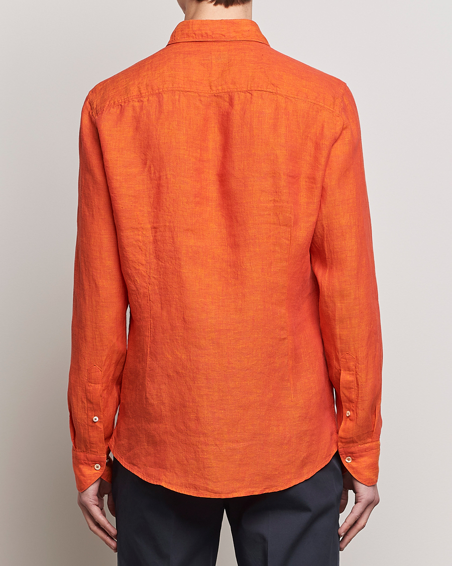 Herre | Skjorter | Stenströms | Slimline Cut Away Linen Shirt Orange