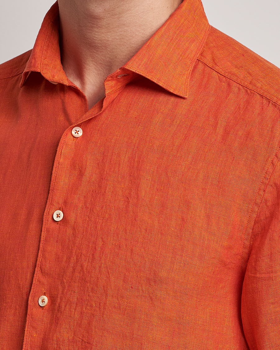 Herre | Skjorter | Stenströms | Slimline Cut Away Linen Shirt Orange