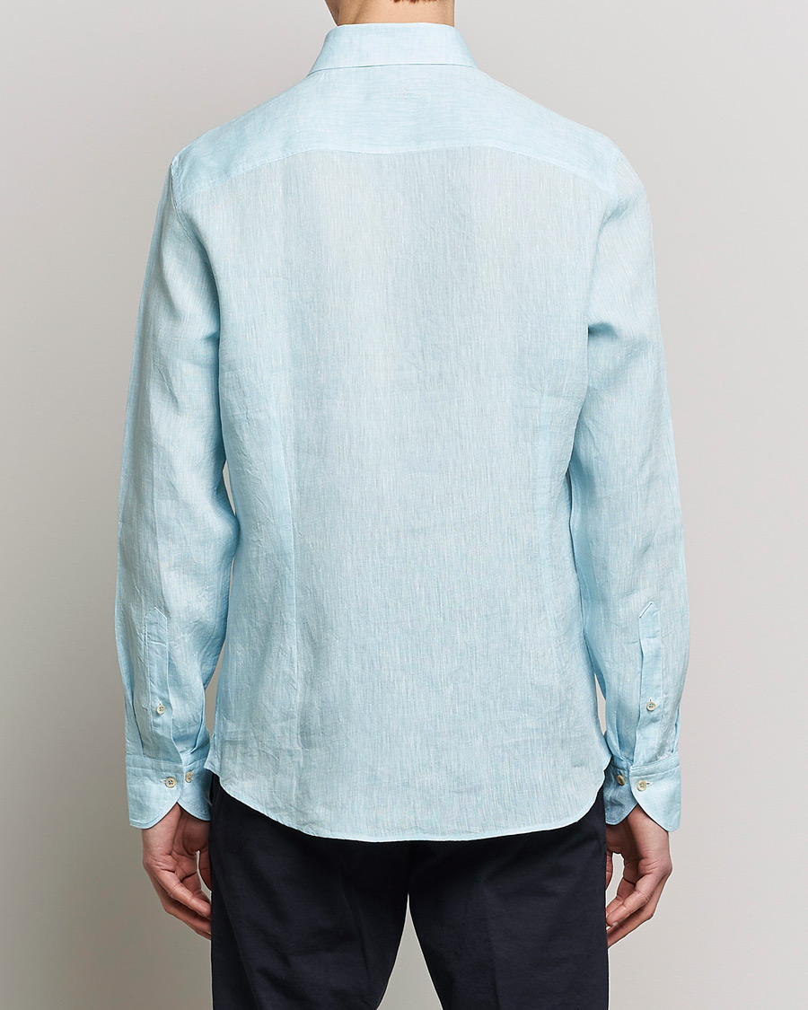 Herre | Skjorter | Stenströms | Slimline Cut Away Linen Shirt Turqoise