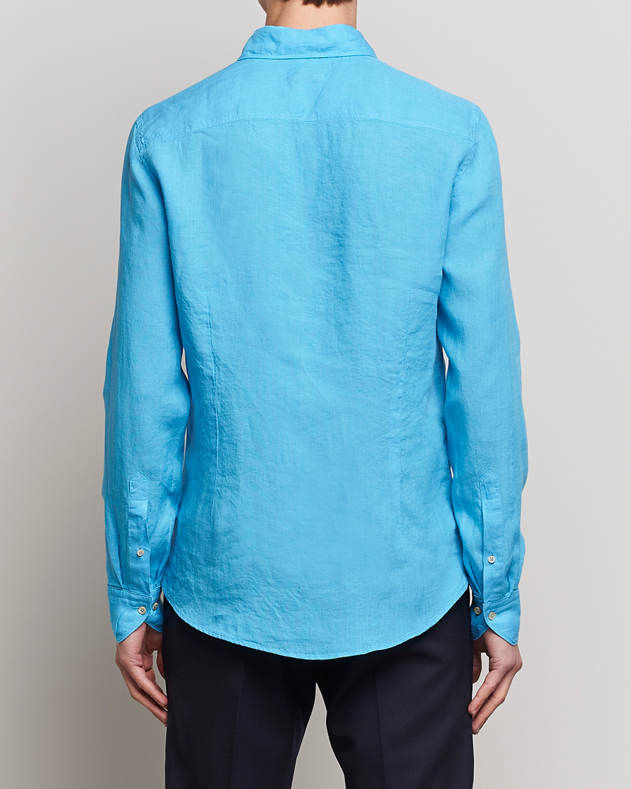 Herre | Skjorter | Stenströms | Slimline Cut Away Linen Shirt High Blue