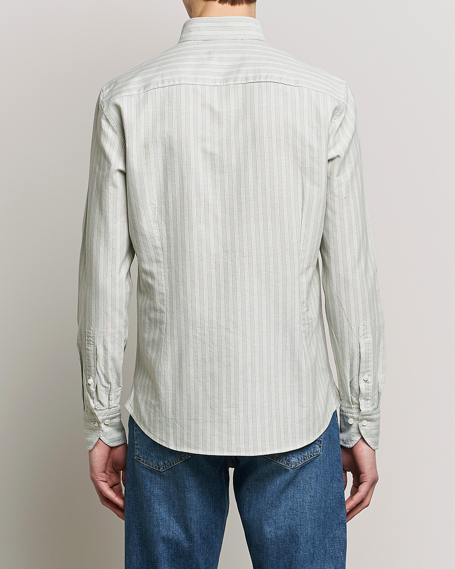 Herre | Skjorter | Stenströms | Slimline Washed Striped Oxford Shirt Pistachio