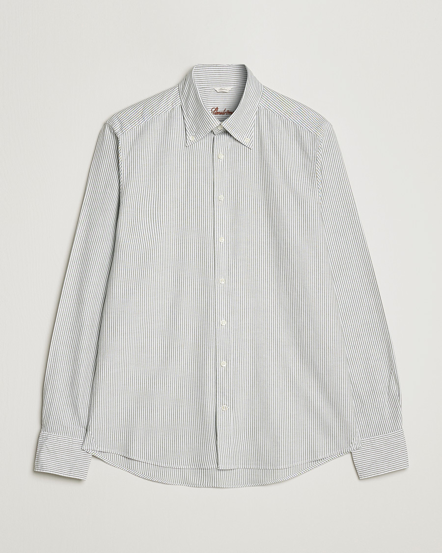 Herre | Skjorter | Stenströms | Slimline Washed Striped Oxford Shirt Green