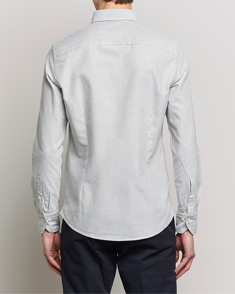 Herre | Skjorter | Stenströms | Slimline Washed Striped Oxford Shirt Green