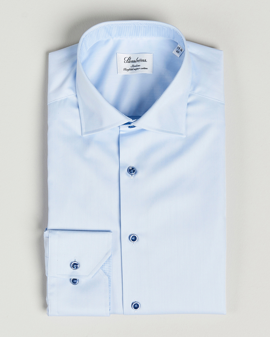 Herre | Skjorter | Stenströms | Slimline Cut Away Contrast Shirt Blue