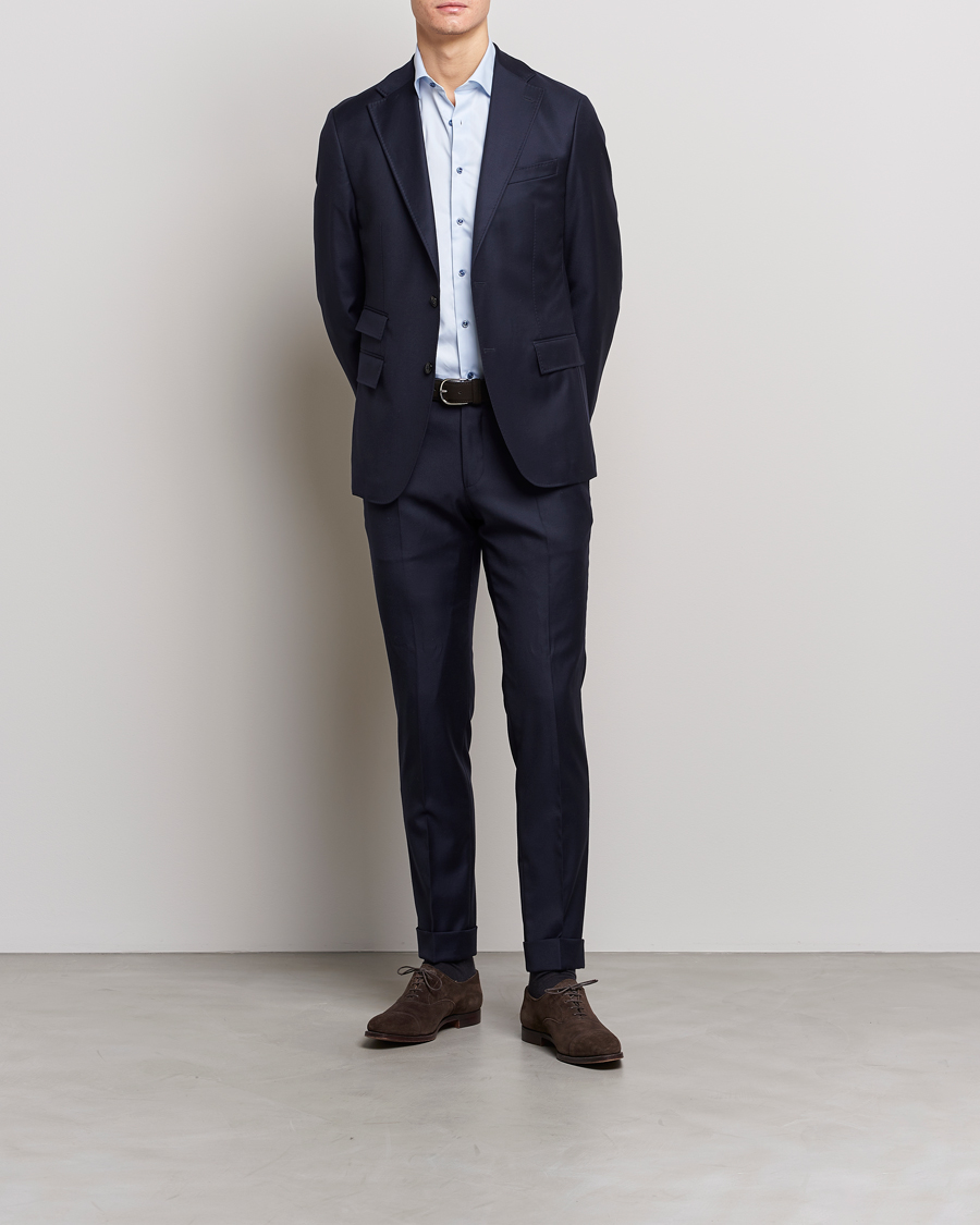 Herr |  | Stenströms | Slimline Cut Away Contrast Shirt Blue