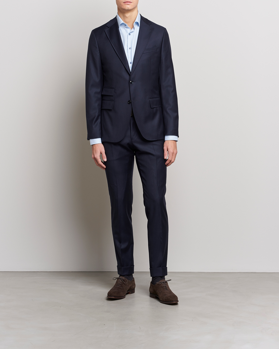 Herr |  | Stenströms | Slimline Cut Away Houndstooth Shirt Blue