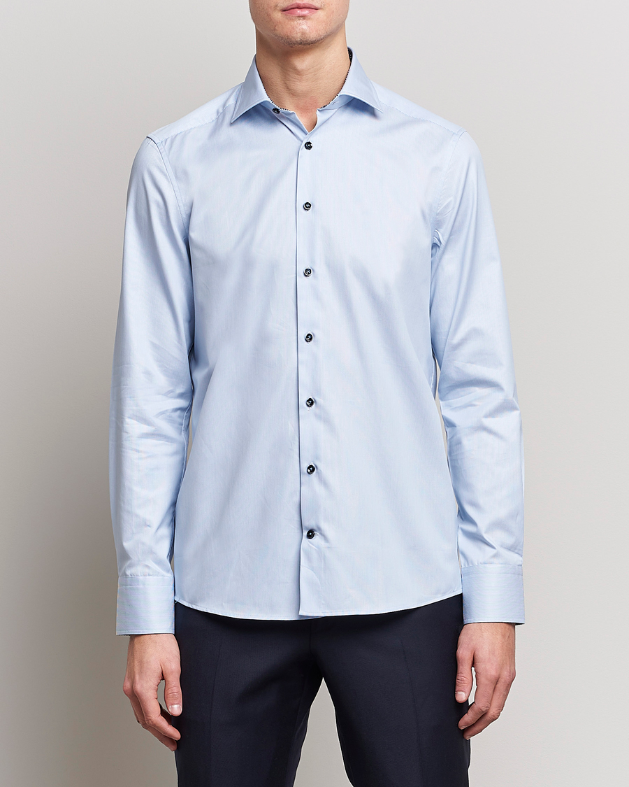 Herre | Skjorter | Stenströms | Slimline Cut Away Micro Stripe Contrast Shirt Blue