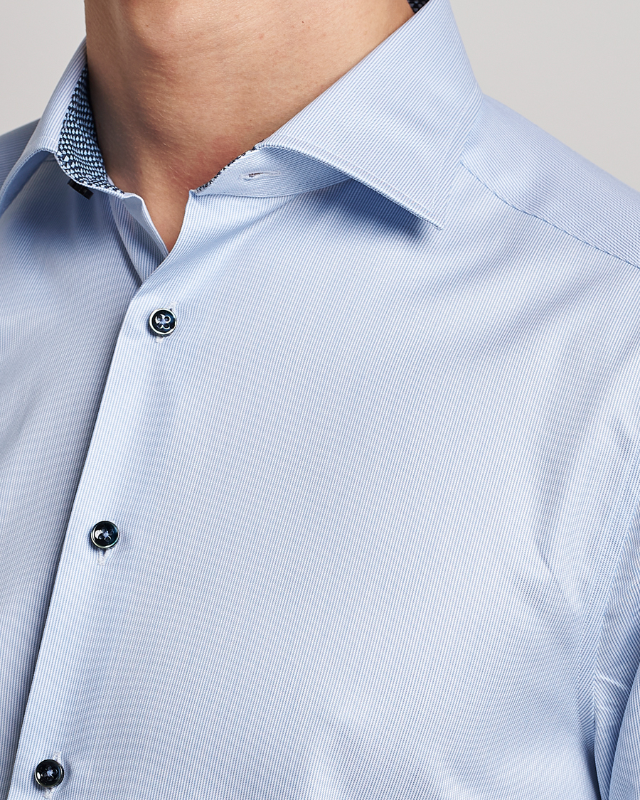 Herre | Skjorter | Stenströms | Slimline Cut Away Micro Stripe Contrast Shirt Blue