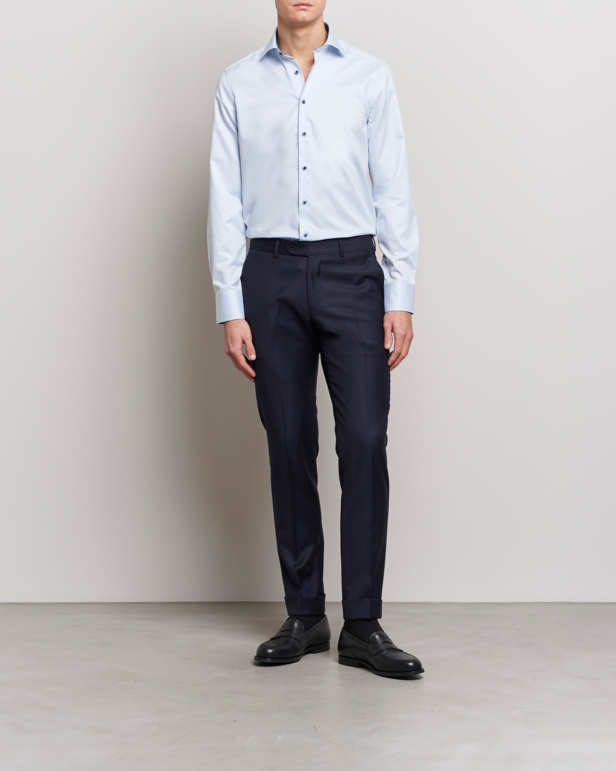 Herre | Skjorter | Stenströms | Slimline Cut Away Contrast Shirt Blue