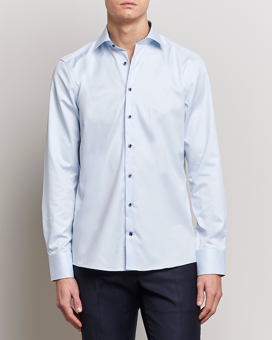 Herre |  | Stenströms | Slimline Cut Away Contrast Shirt Blue