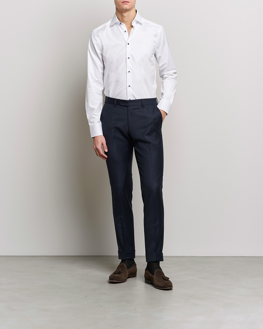 Herre | Skjorter | Stenströms | Slimline Cut Away Contrast Shirt White