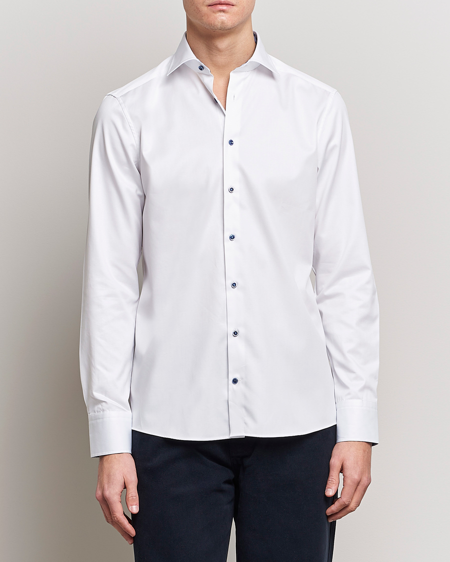 Herre | Skjorter | Stenströms | Slimline Cut Away Contrast Shirt White
