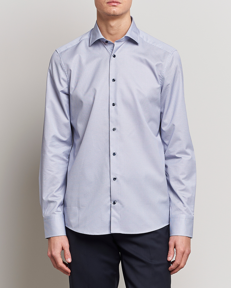Herre |  | Stenströms | Slimline Cut Away Micro Print Shirt Blue
