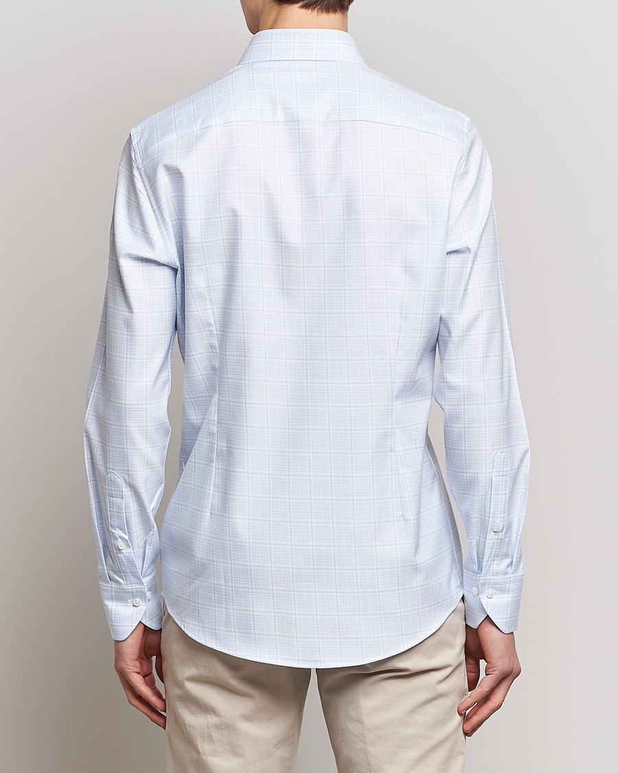Herre | Skjorter | Stenströms | Slimline Multicheck Cut Away Shirt Light Blue