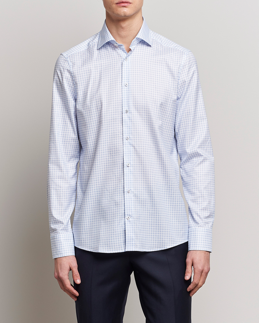 Herre | Skjorter | Stenströms | Slimline Cut Away Micro Print Shirt Blue