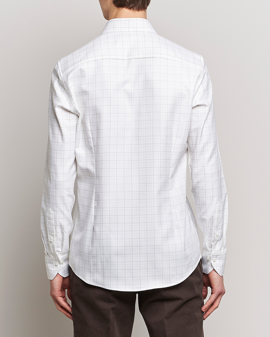 Herre | Skjorter | Stenströms | Slimline Cut Away Windowpane Shirt White/Beige