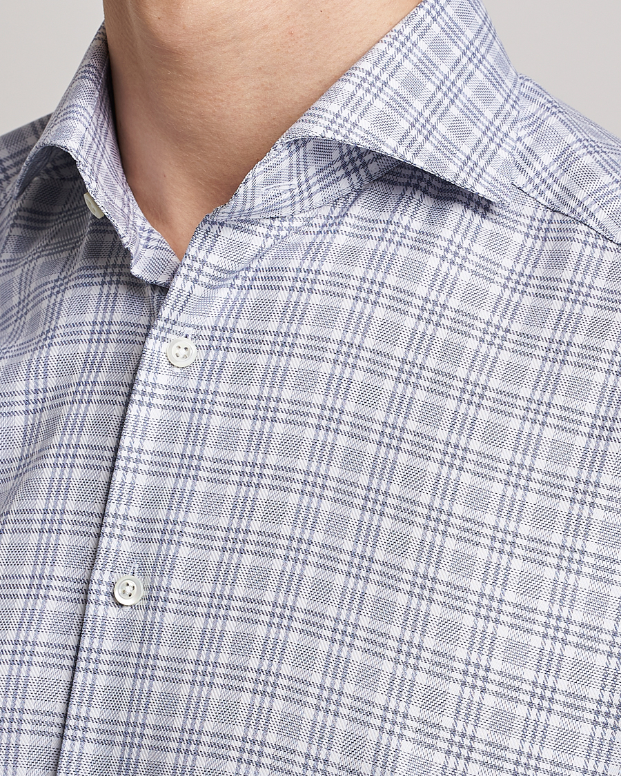 Herre | Skjorter | Stenströms | Slimline Cut Away Multicheck Shirt Blue