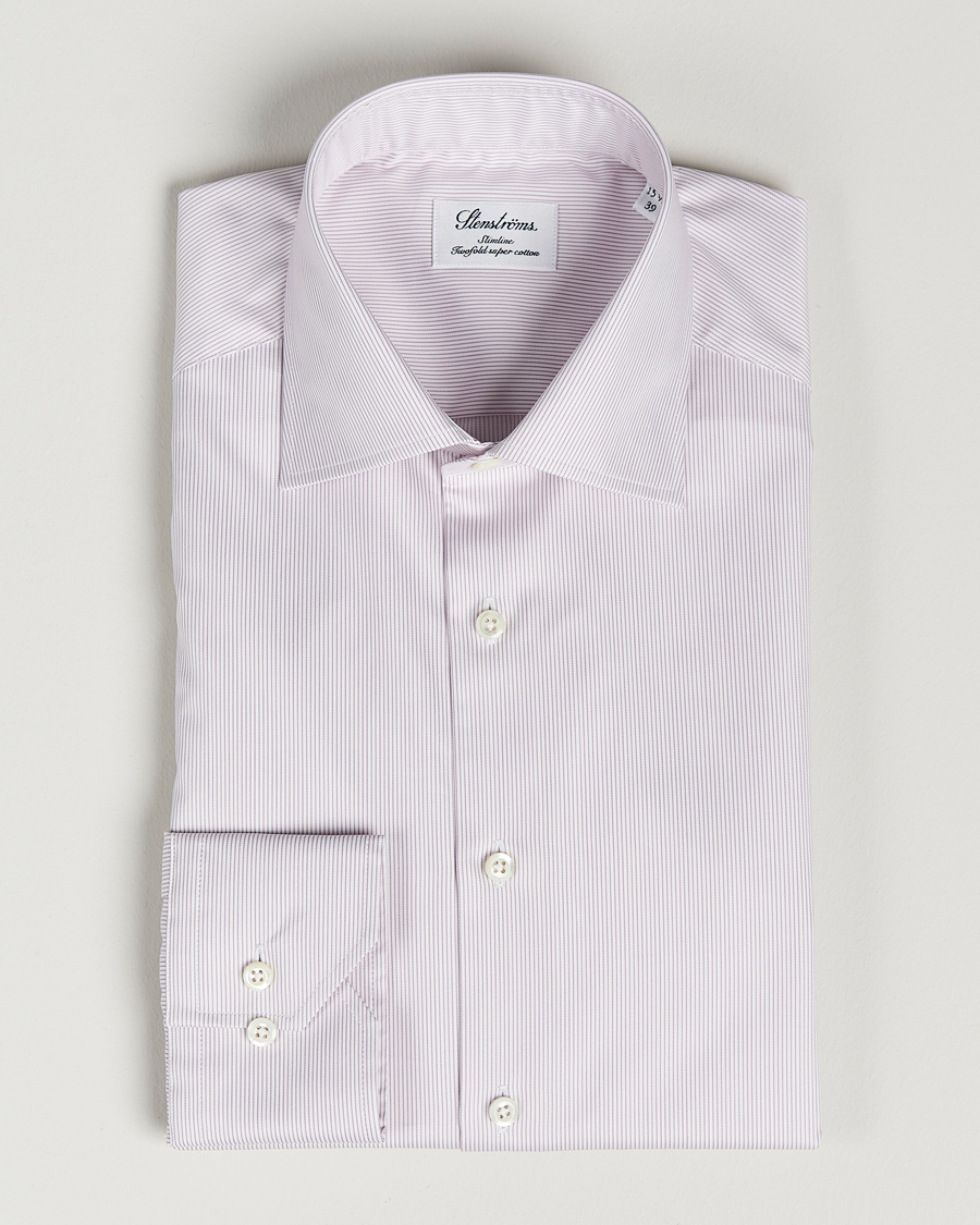 Herre | Skjorter | Stenströms | Slimline Cut Away Thin Stripe Shirt Purple