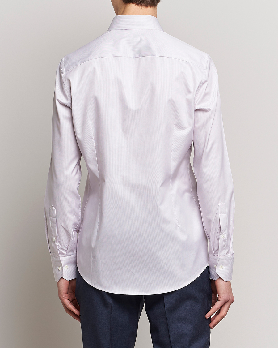 Herre | Skjorter | Stenströms | Slimline Cut Away Thin Stripe Shirt Purple
