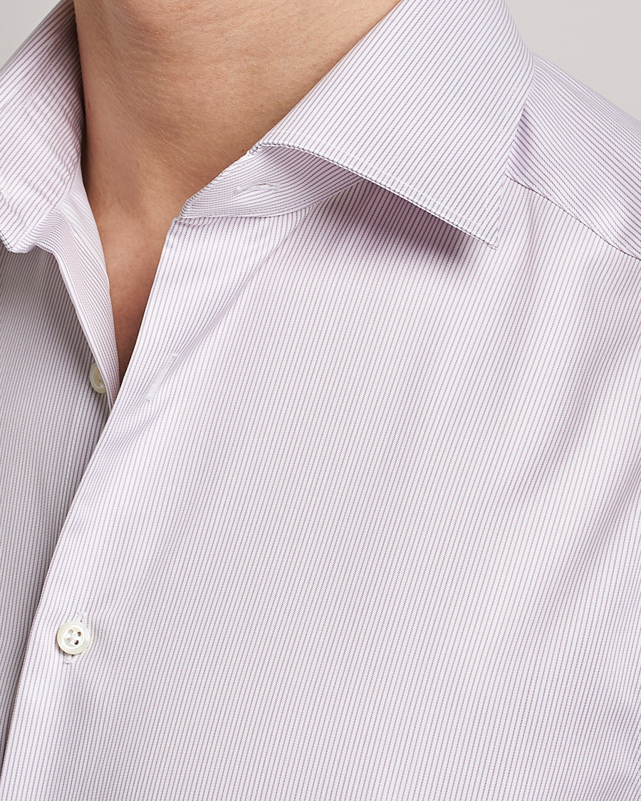 Herre | Skjorter | Stenströms | Slimline Cut Away Thin Stripe Shirt Purple