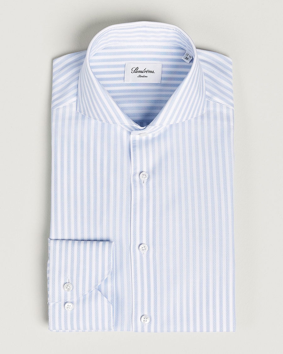 Herre | Skjorter | Stenströms | Slimline Cut Away Structure Striped Shirt Blue