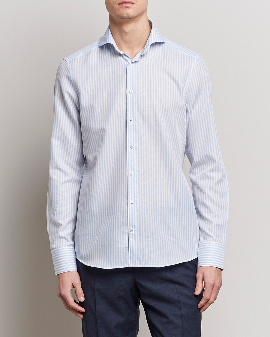 Herre | Skjorter | Stenströms | Slimline Cut Away Structure Striped Shirt Blue