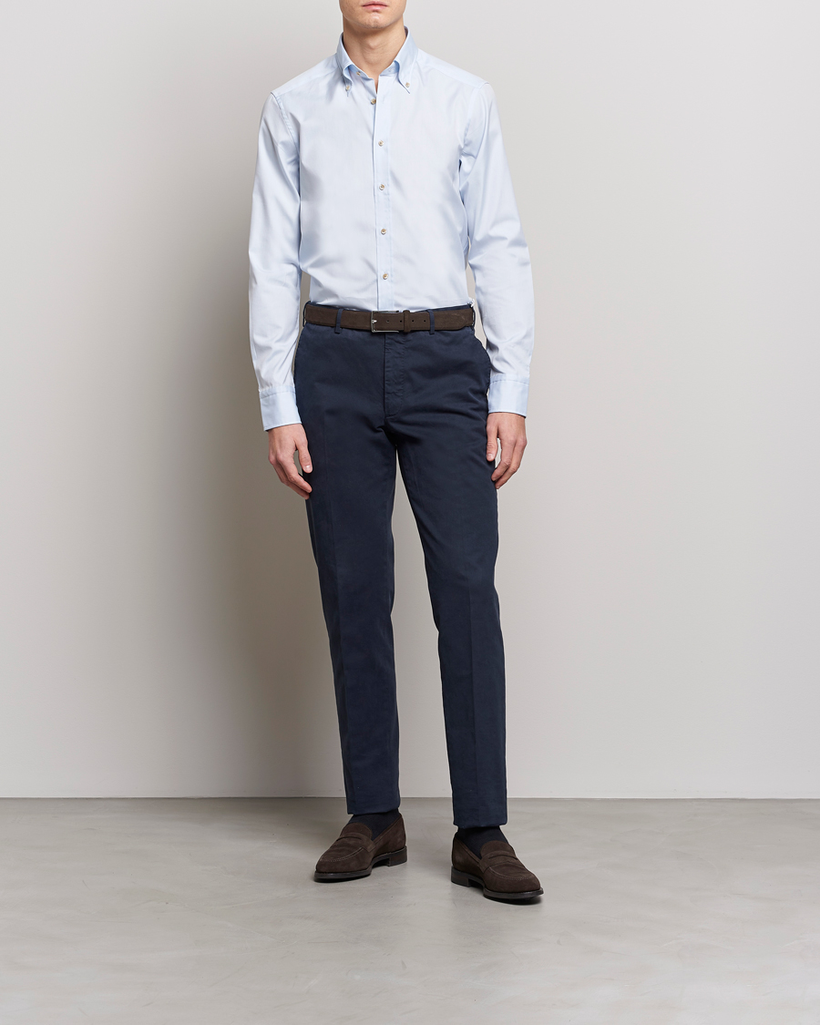 Herre | Skjorter | Stenströms | Slimline Button Down Pinpoint Oxford Shirt Blue