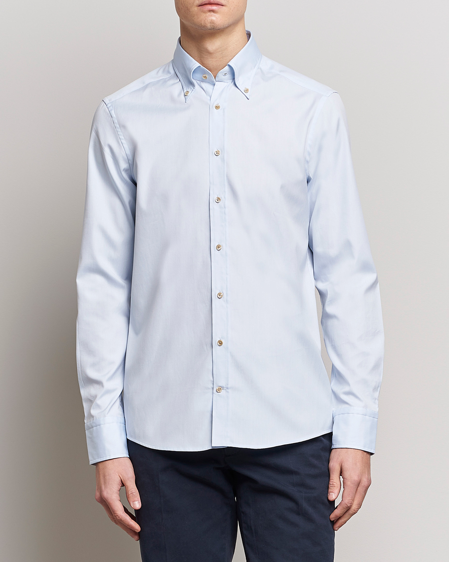 Herre | Skjorter | Stenströms | Slimline Button Down Pinpoint Oxford Shirt Blue