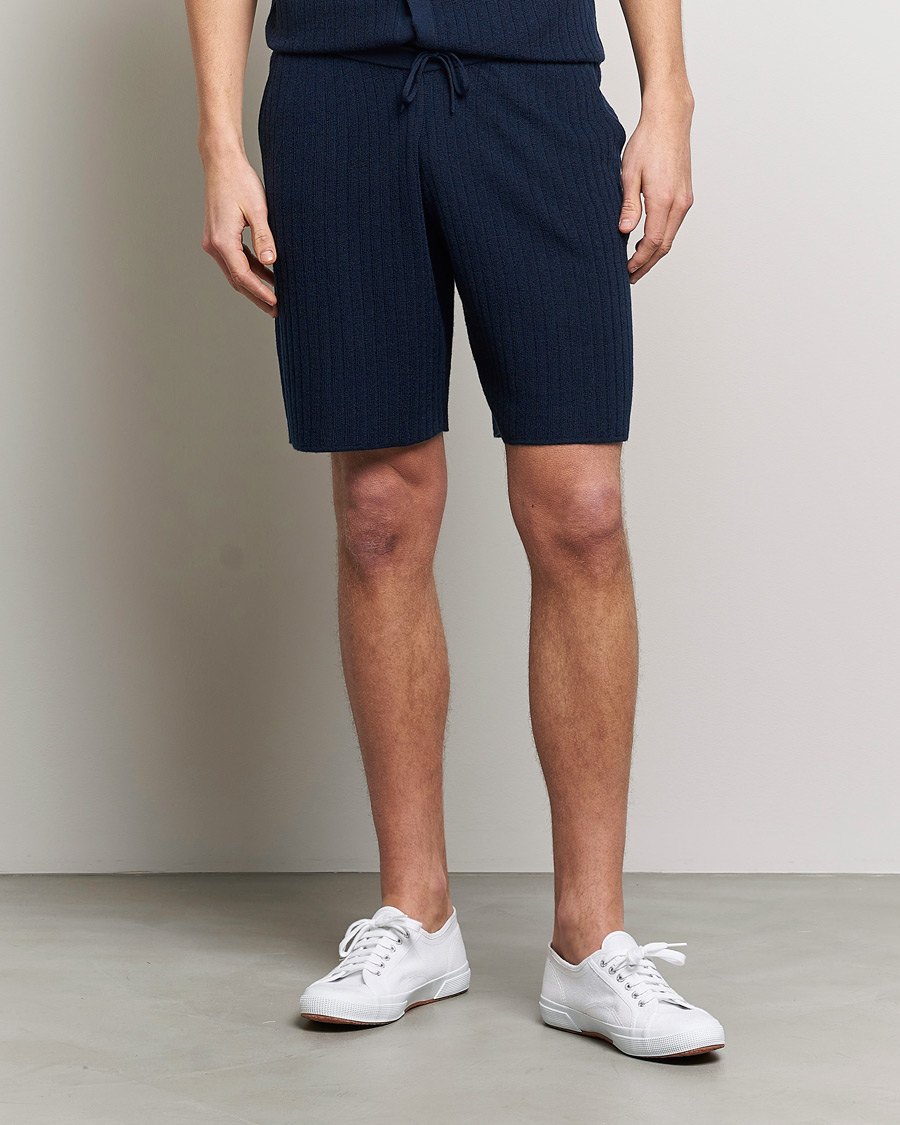 Herre | Shorts | Stenströms | Merino/Lyocell Ribbed Shorts Navy
