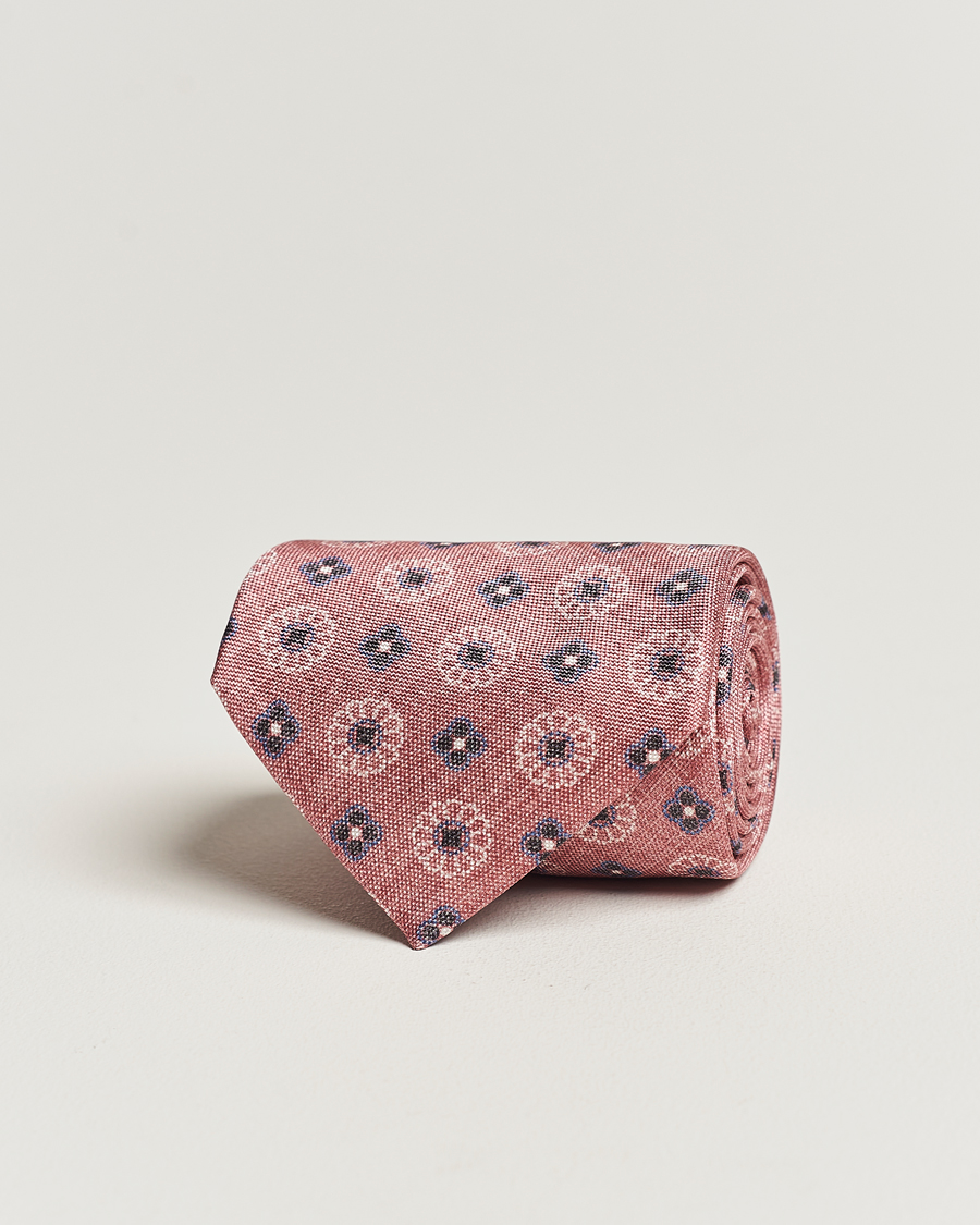Herre | Stenströms Flower Printed Silk Tie Pink | Stenströms | Flower Printed Silk Tie Pink