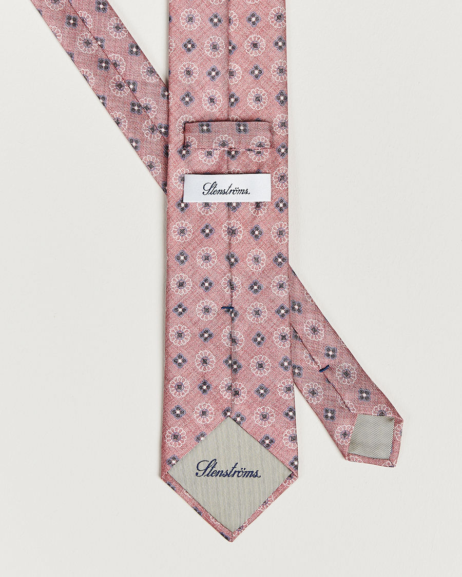 Herre | Stenströms Flower Printed Silk Tie Pink | Stenströms | Flower Printed Silk Tie Pink