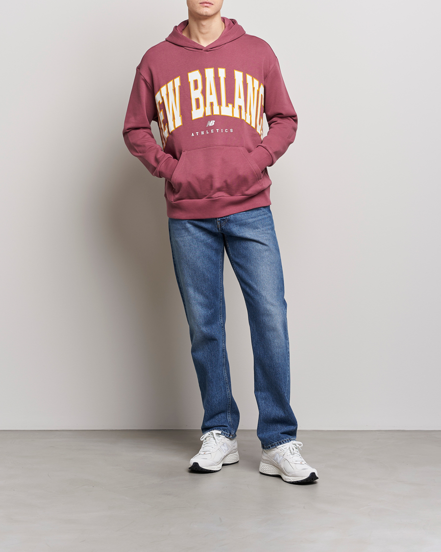 Herre | Gensere | New Balance | Athletics Warped Hoodie Washed Burgundy