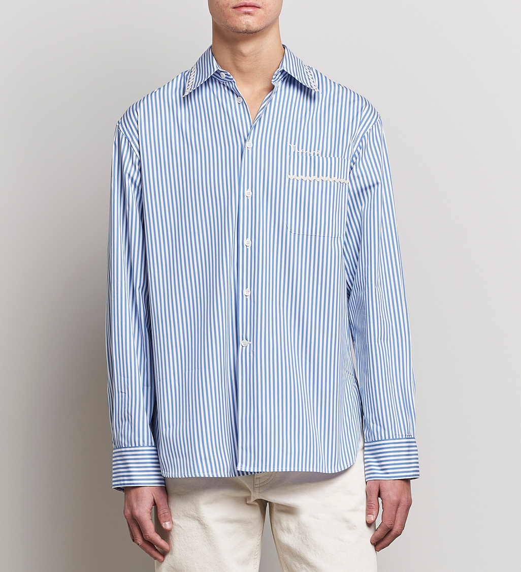 Herre |  | Marni | Striped Pocket Shirt Iris Blue