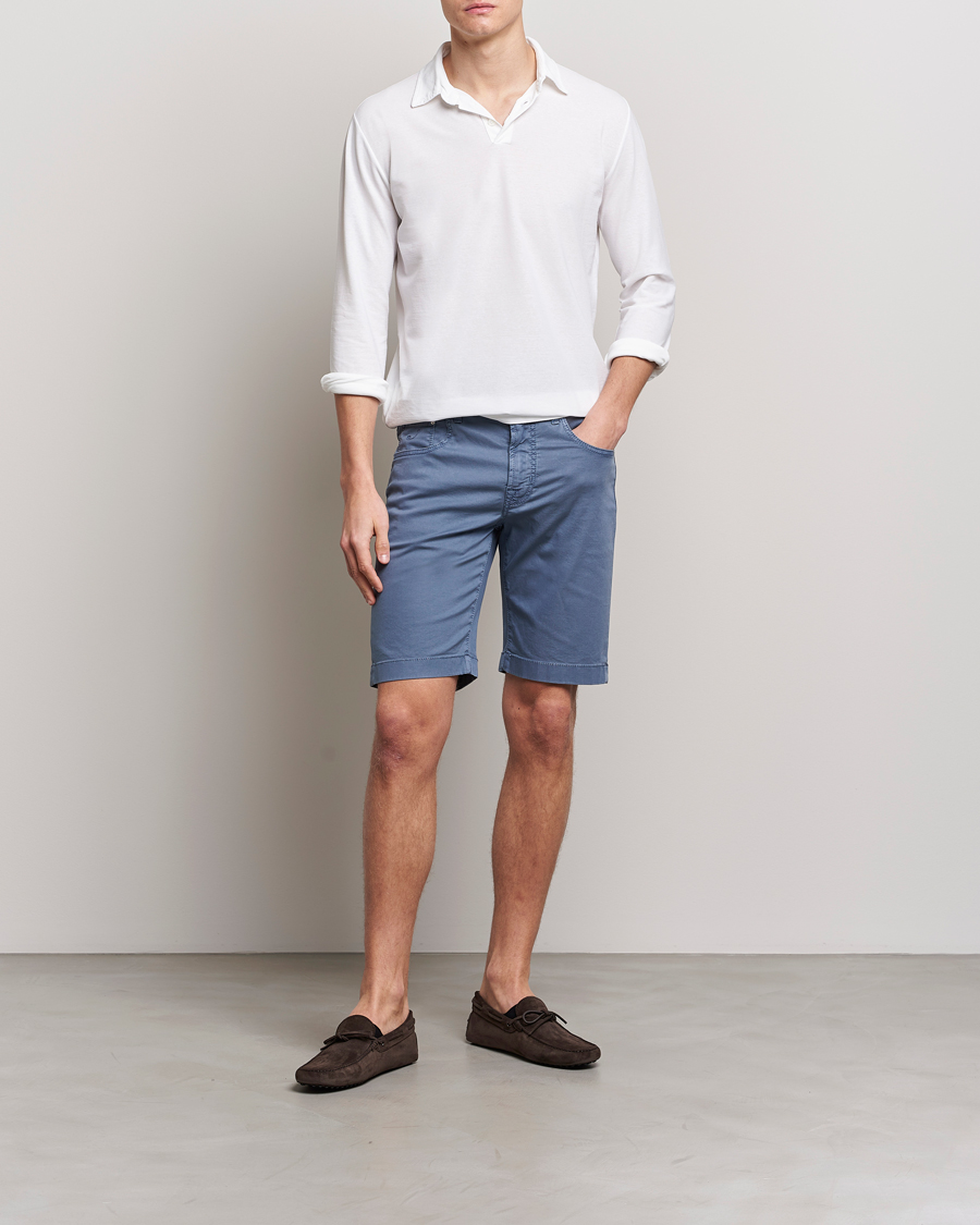 Herre | Shorts | Jacob Cohën | Nicolas Cotton Twill Shorts Blue Grey