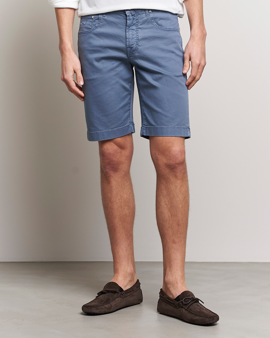 Herre | Shorts | Jacob Cohën | Nicolas Cotton Twill Shorts Blue Grey
