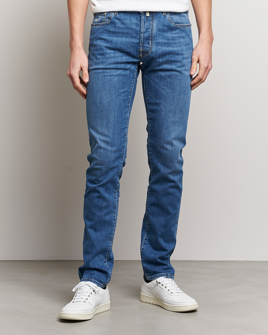 Herre | Nytt i butikken | Jacob Cohën | Bard Denim Linen Resort Stretch Jeans Mid Blue