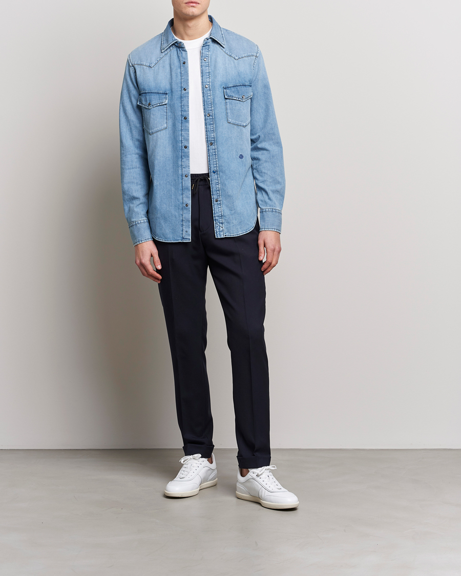 Herre | Skjorter | Jacob Cohën | Western Denim Shirt Light Blue