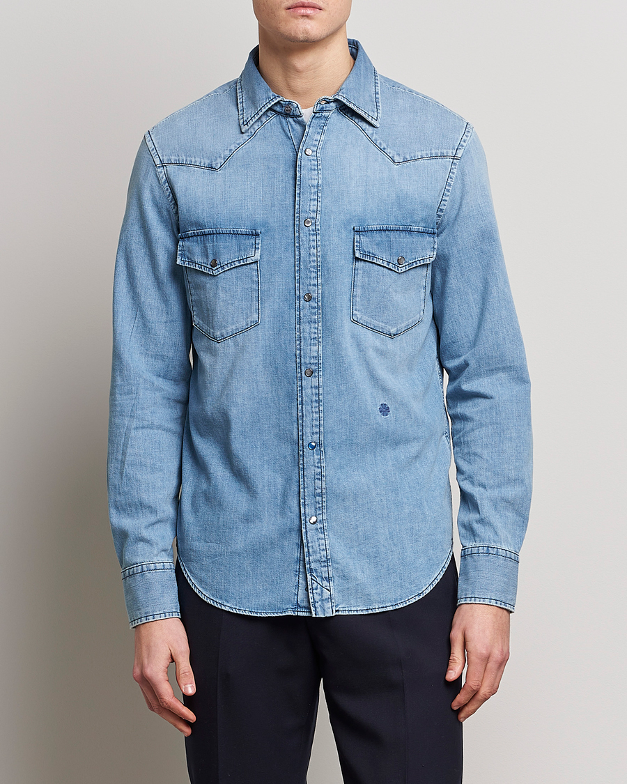 Herre | Jeansskjorter | Jacob Cohën | Western Denim Shirt Light Blue