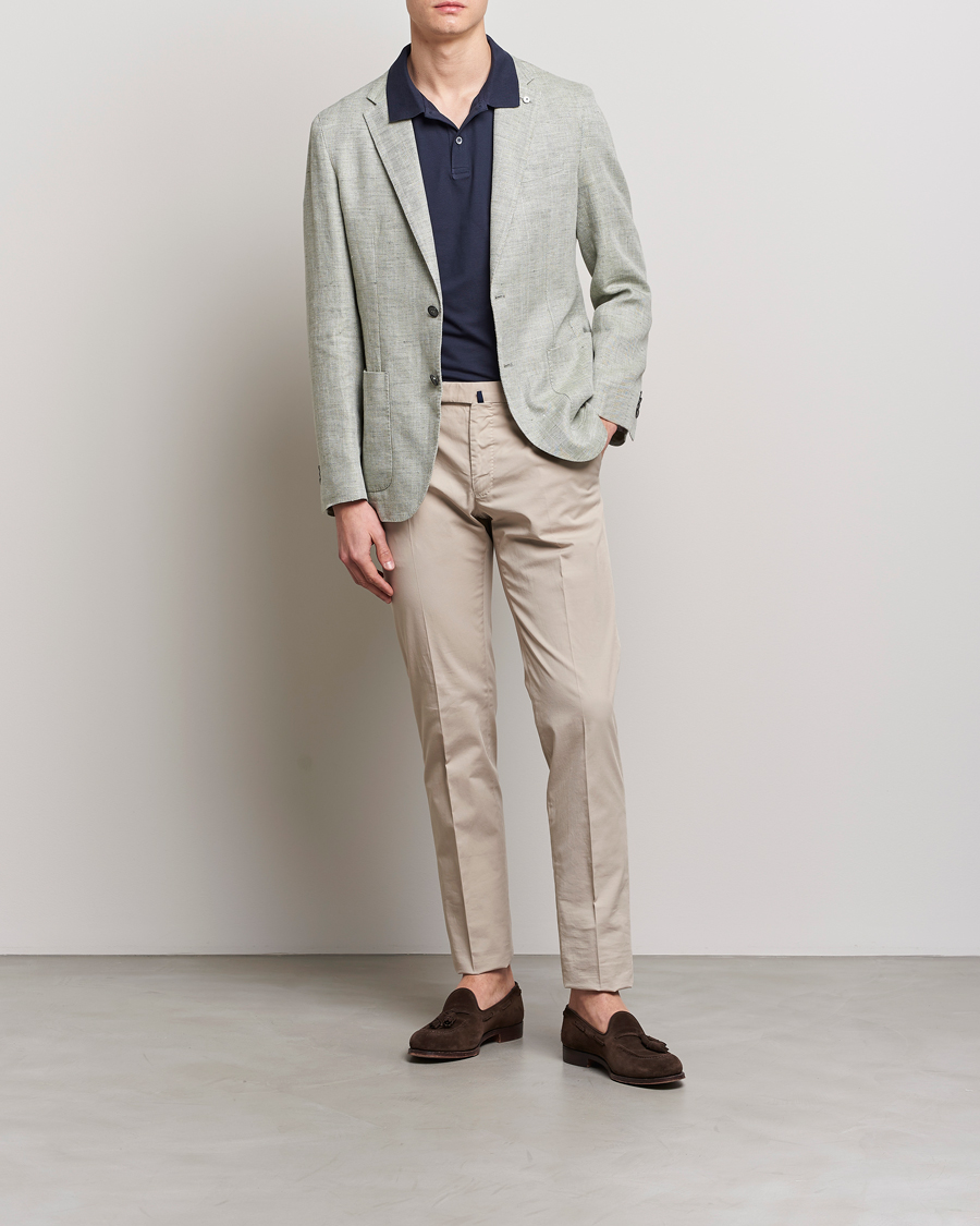 Herre | Dressjakker | L.B.M. 1911 | Jack Regular Fit Herringbone Linen Blazer Pistachio