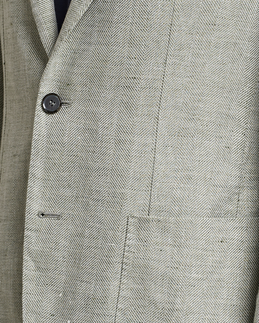 Herre | Dressjakker | L.B.M. 1911 | Jack Regular Fit Herringbone Linen Blazer Pistachio