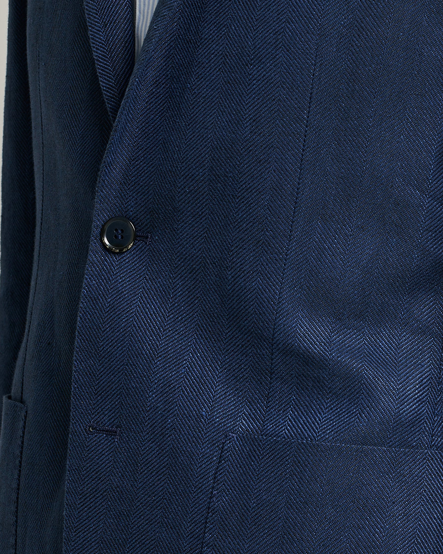 Herre | Dressjakker | L.B.M. 1911 | Jack Regular Fit Herringbone Linen Blazer Navy
