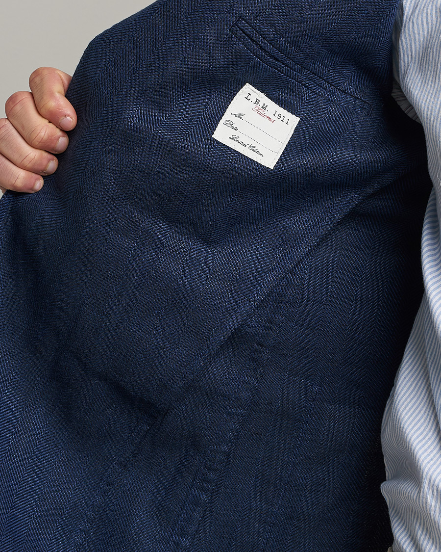 Herre | Dressjakker | L.B.M. 1911 | Jack Regular Fit Herringbone Linen Blazer Navy