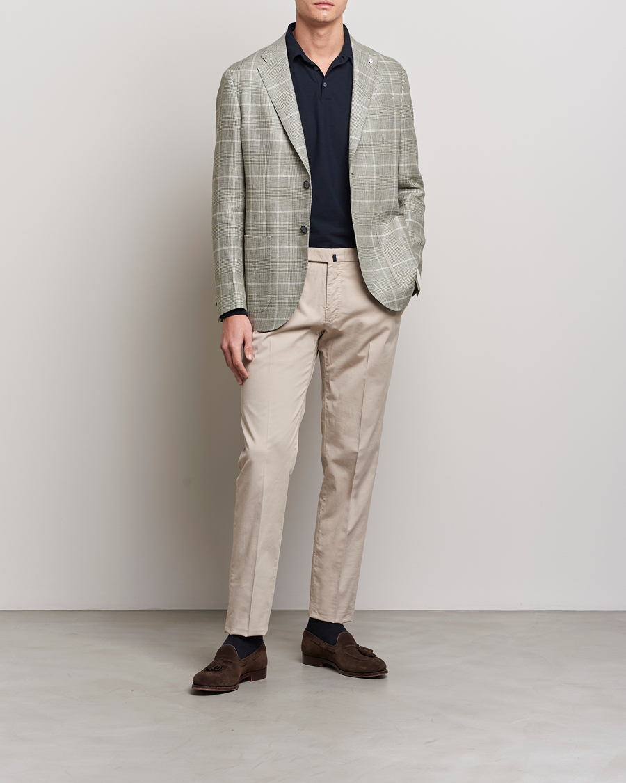 Herre | Dressjakker | L.B.M. 1911 | Jack Regular Fit Prince of Wales Linen Blazer Green