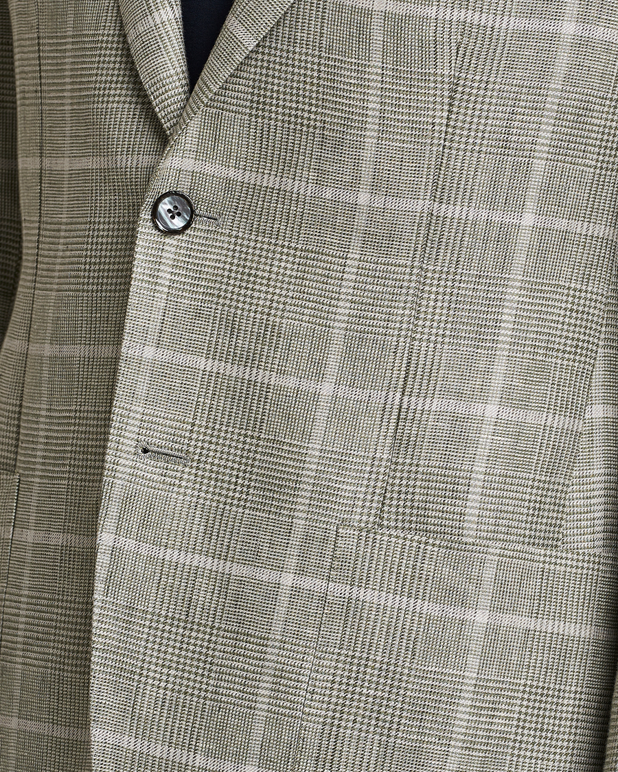 Herre | Dressjakker | L.B.M. 1911 | Jack Regular Fit Prince of Wales Linen Blazer Green