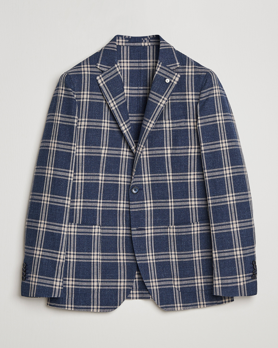 Herre | Dressjakker | L.B.M. 1911 | Jack Regular Fit Checked Cotton Blazer Blue