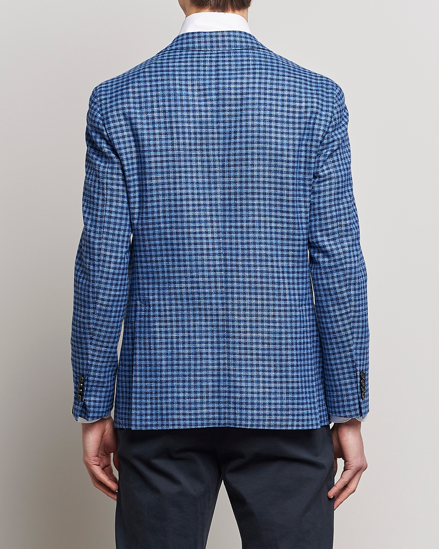 Herre | Dressjakker | L.B.M. 1911 | Jack Regular Fit Checked Virgin Wool/Linen Blazer Blue