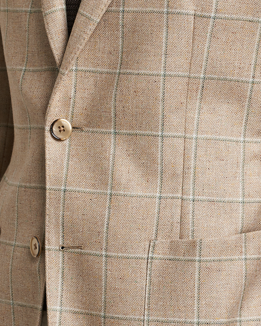 Herre | Dressjakker | L.B.M. 1911 | Jack Regular Fit Windowpane Wool/Silk Blazer Olive