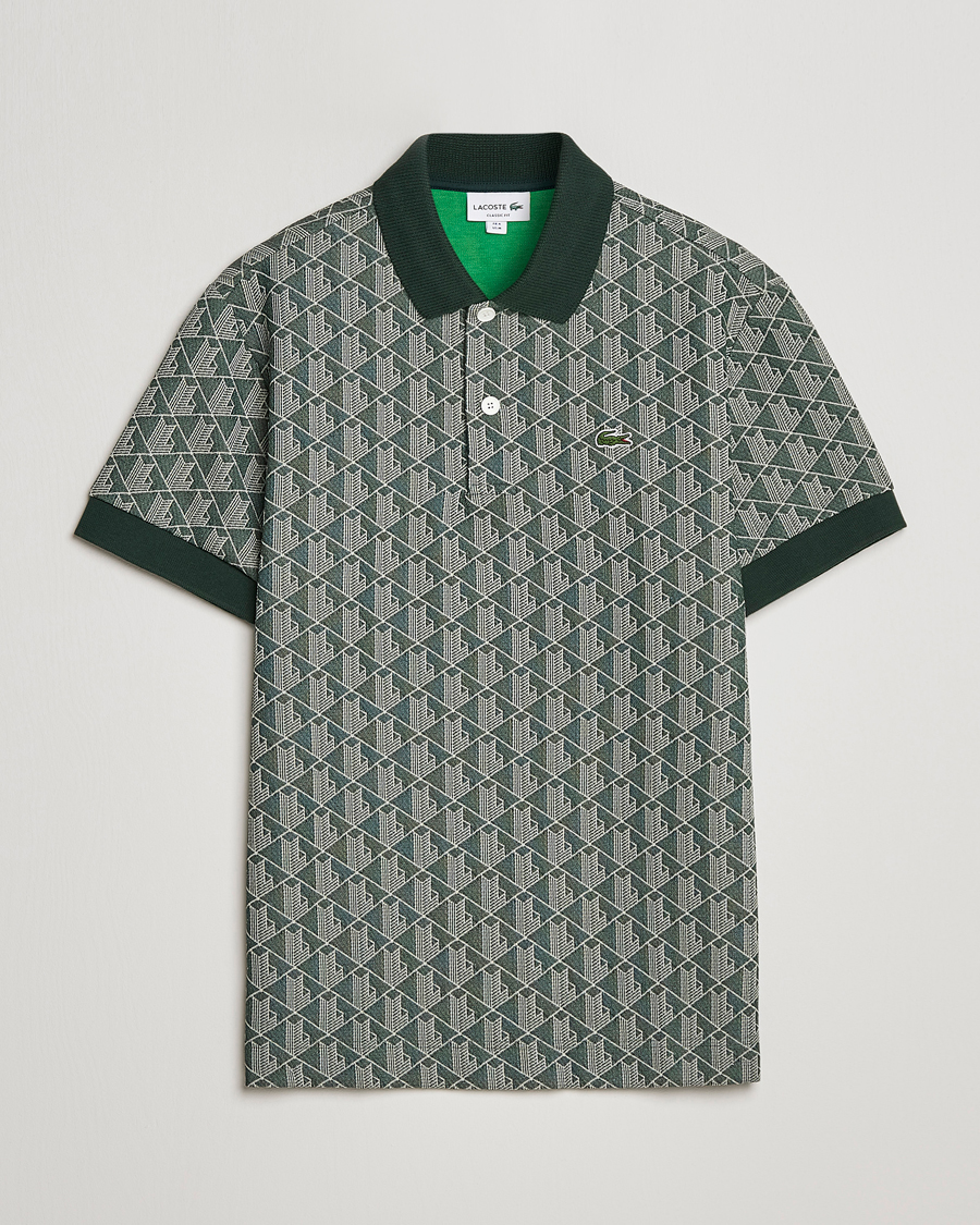 Herre | Pikéer | Lacoste | Classic Fit Monogram Polo Green/Wood Shaving