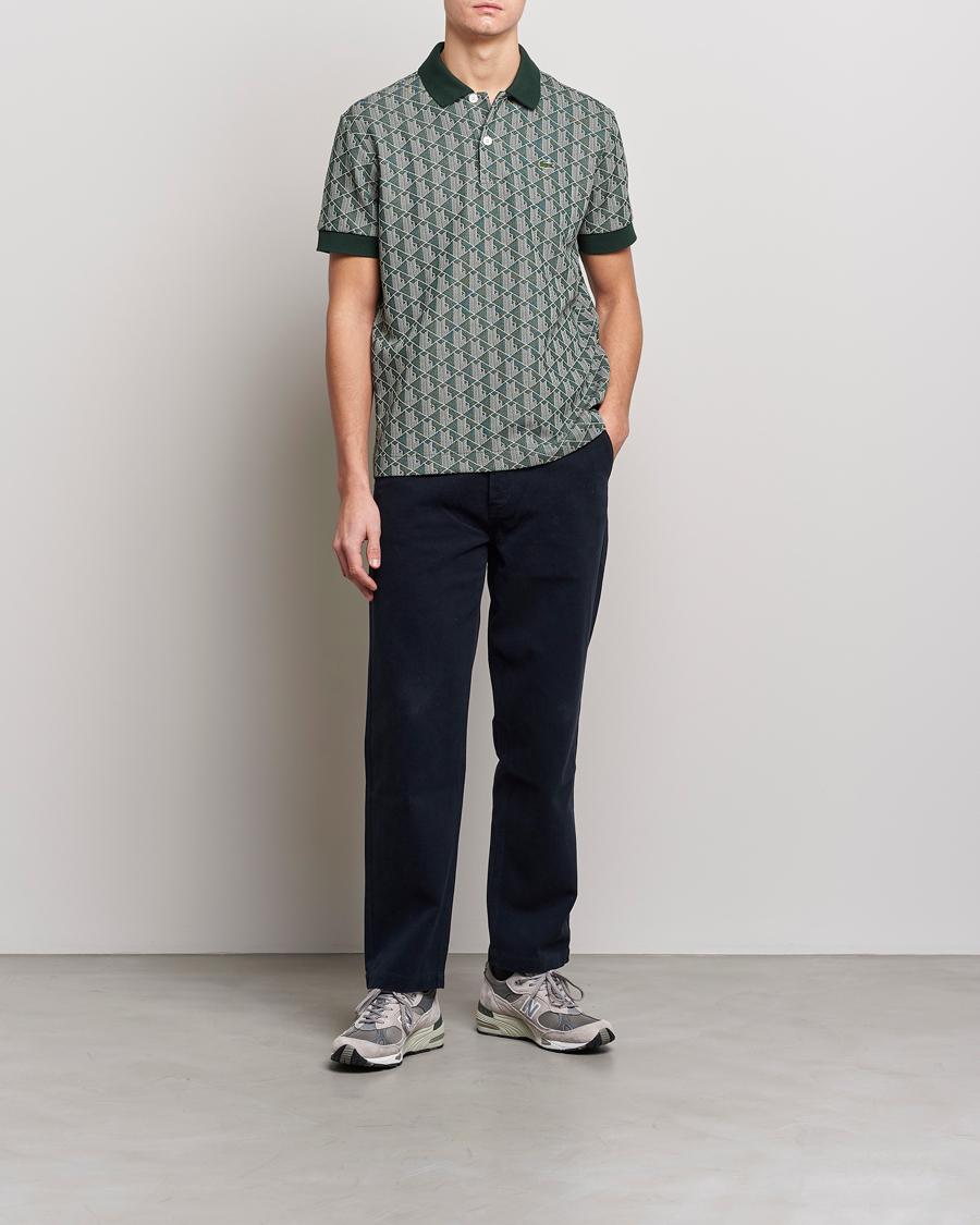 Herre | Pikéer | Lacoste | Classic Fit Monogram Polo Green/Wood Shaving