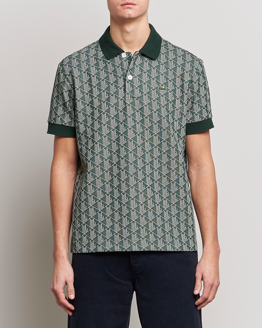 Herre |  | Lacoste | Classic Fit Monogram Polo Green/Wood Shaving